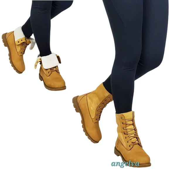 New Timberland linden woods waterproof fold down boots women 6 wheat nubuck faux - Picture 2 of 16